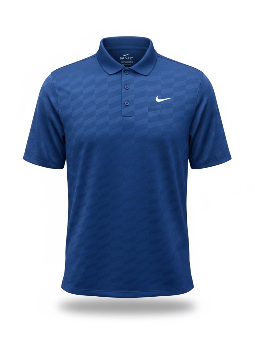 Nike Dri-FIT Polo XL Blue Textured Check Pattern Golf Performance Shirt